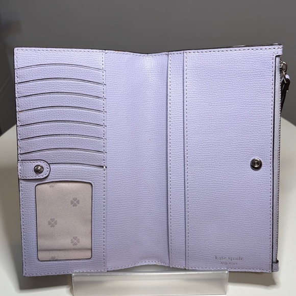 Kate Spade Sylvia Lilac Perforated Flower Large Continental Wristlet NWOT $158